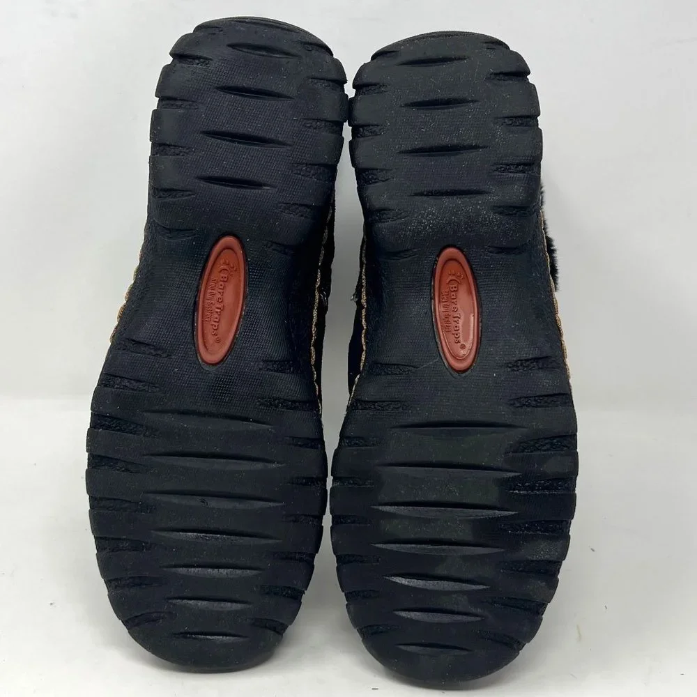 Bare Trap Black Suede Faux‎ Fur  Lining Side Zip Buckle Accent Size 6 M Breesen